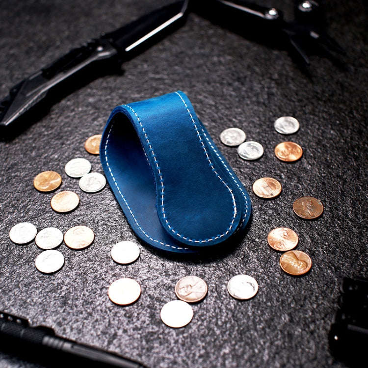 Coin Purse Portable Storage Leather Case Tool Bag(Blue)