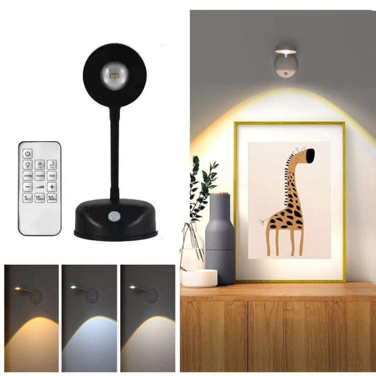 Rechargeable LED Motion Sensor Wireless Spotlight With Remote Control 1200mAH Black
