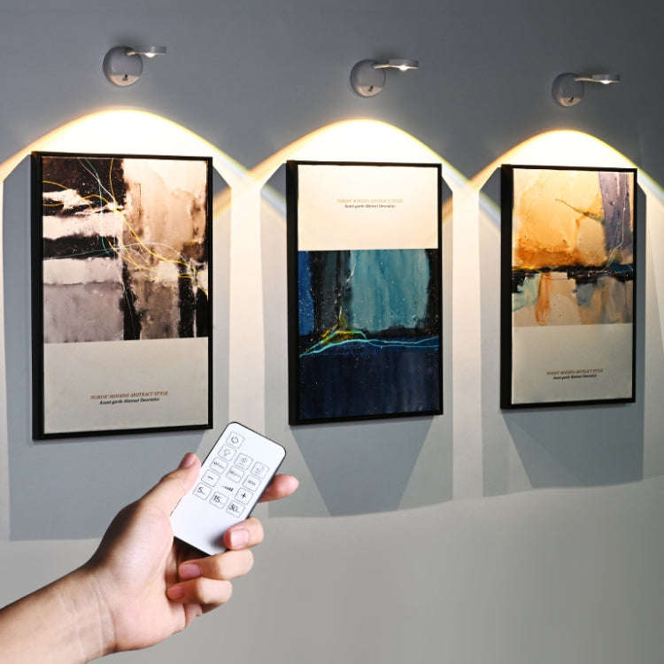 Rechargeable LED Motion Sensor Wireless Spotlight With Remote Control 1200mAH Black
