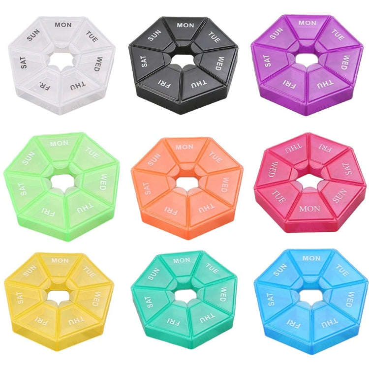 2pcs Portable Transparent Moisture-Proof Weekly 7-grids Pill Storage Box(Purple)
