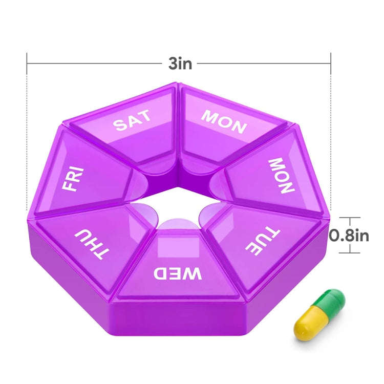 2pcs Portable Transparent Moisture-Proof Weekly 7-grids Pill Storage Box(White)