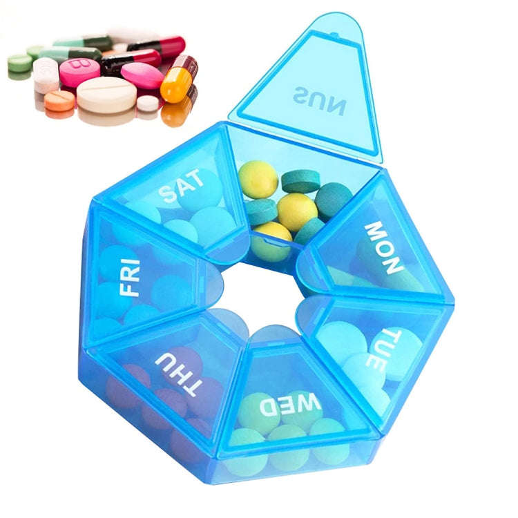 2pcs Portable Transparent Moisture-Proof Weekly 7-grids Pill Storage Box(Purple)