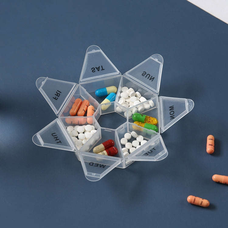 2pcs Portable Transparent Moisture-Proof Weekly 7-grids Pill Storage Box(Purple)