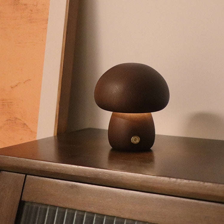 Mushroom Shape Night Light Touch Control Dimmable Bedside Atmosphere Lamp, Style: D Type Walnut