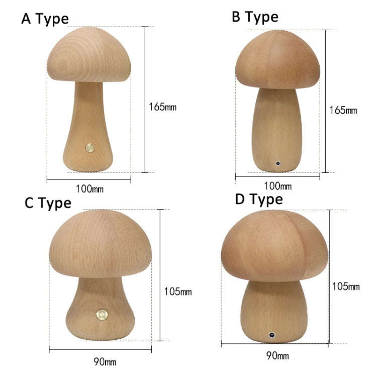 Mushroom Shape Night Light Touch Control Dimmable Bedside Atmosphere Lamp, Style: C Type Beech