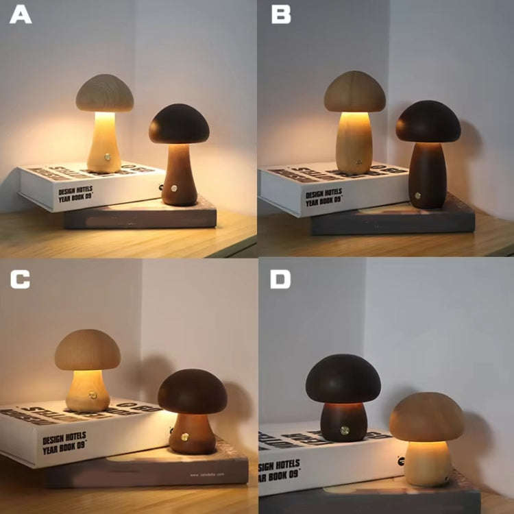 Mushroom Shape Night Light Touch Control Dimmable Bedside Atmosphere Lamp, Style: C Type Beech