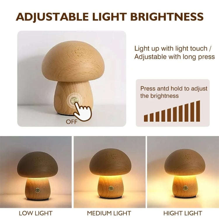 Mushroom Shape Night Light Touch Control Dimmable Bedside Atmosphere Lamp, Style: C Type Beech