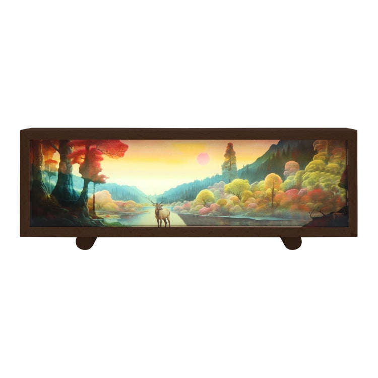 Warm Light Touch Control Wooden Acrylic Atmosphere Lightbox Decoration Painting Night Light(Walnut)