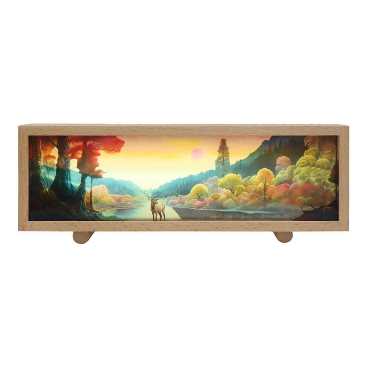 3 Color Light Touch Control Wooden Acrylic Atmosphere Lightbox Decoration Painting Night Light(Be...