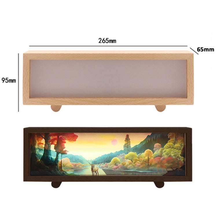 3 Color Light Touch Control Wooden Acrylic Atmosphere Lightbox Decoration Painting Night Light(Be...