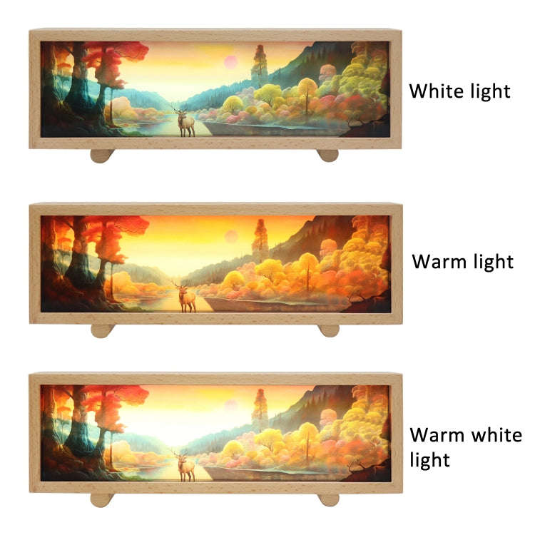 3 Color Light Touch Control Wooden Acrylic Atmosphere Lightbox Decoration Painting Night Light(Be...