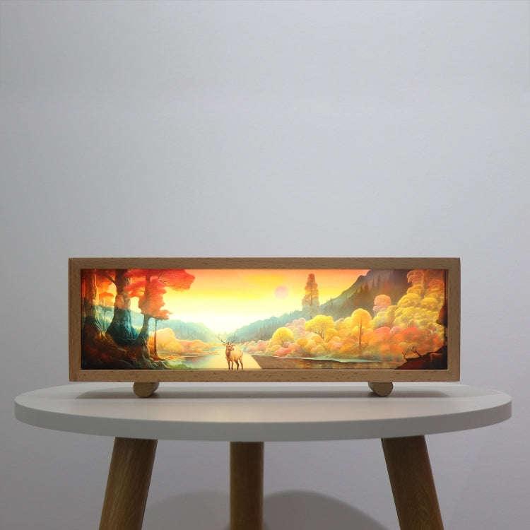 3 Color Light Touch Control Wooden Acrylic Atmosphere Lightbox Decoration Painting Night Light(Be...