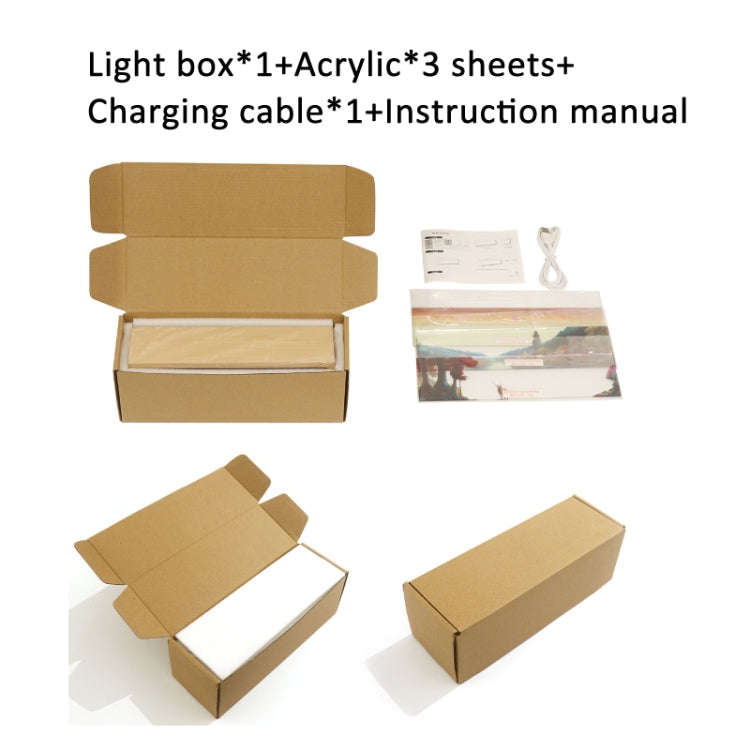 3 Color Light Touch Control Wooden Acrylic Atmosphere Lightbox Decoration Painting Night Light(Be...