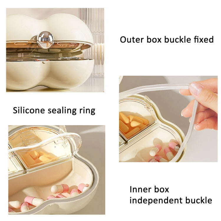 7 Compartment Mini Portable Pill Box Jewelry Sealed Storage Box(Cream White)