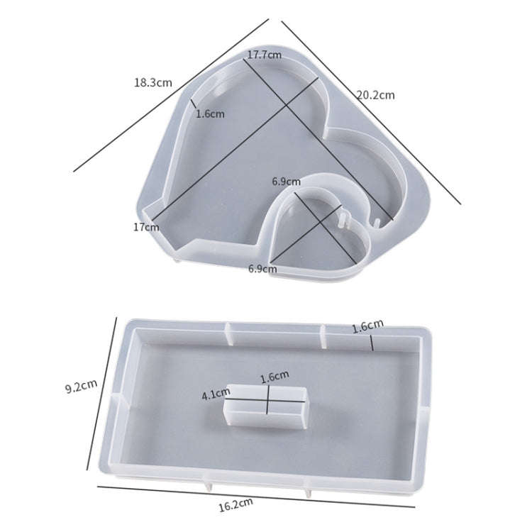 DIY Glue Double Heart-Shaped Hanging Photo Frame Display Stand Silicone Mold, Spec: Base