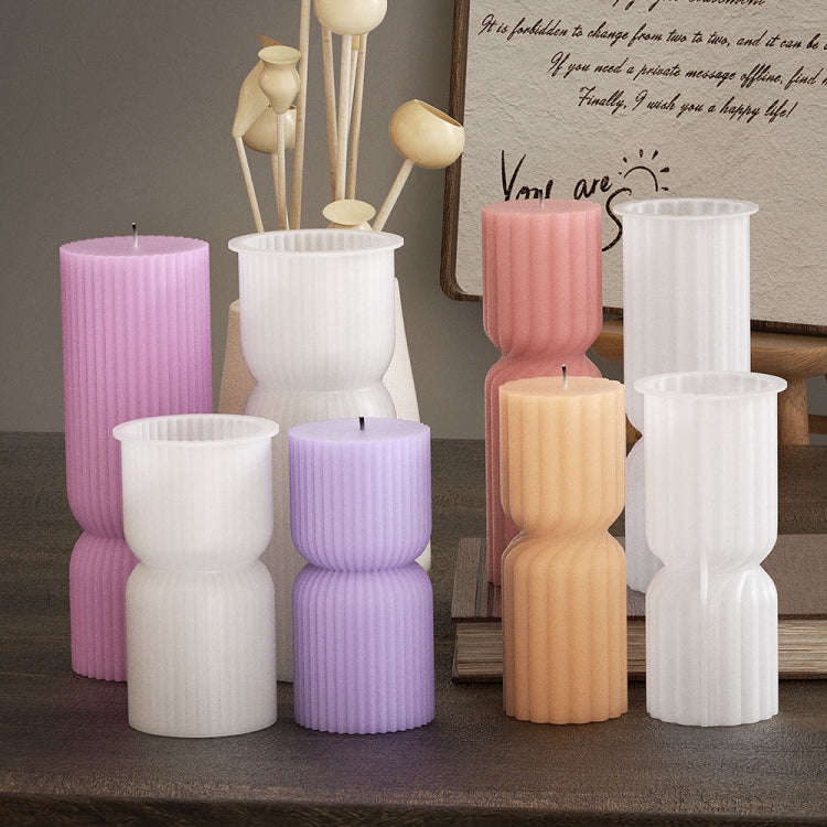 DIY Geometric Cylinder Vertical Stripe Candle Silicone Mold Resin Ornaments Mold, Spec: 002
