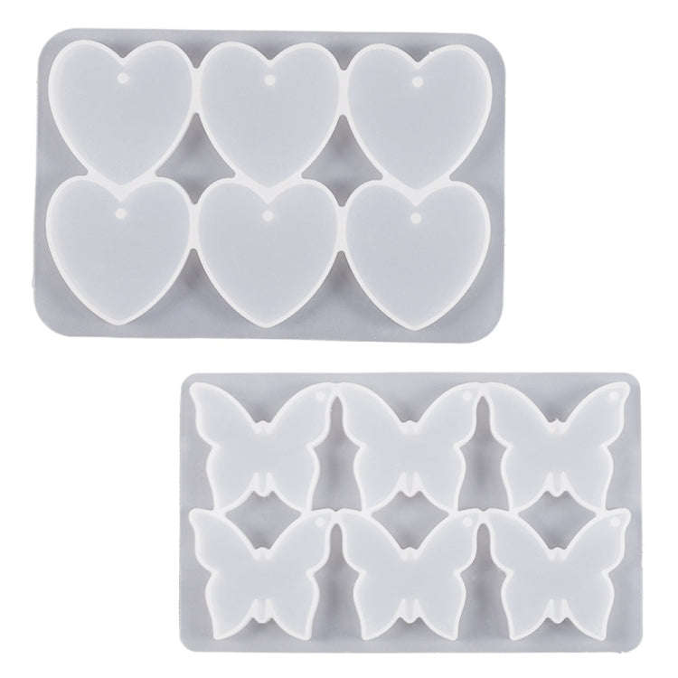 DIY Crystal Glue Heart Butterfly Pendant Keychain Ornament Silicone Mold(Heart)