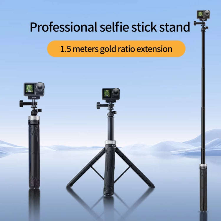TELESIN 360 Degree Rotation 1.5m Selfie Stick Foldable Tripod For GoPro Hero / Insta360 /  DJI Os...