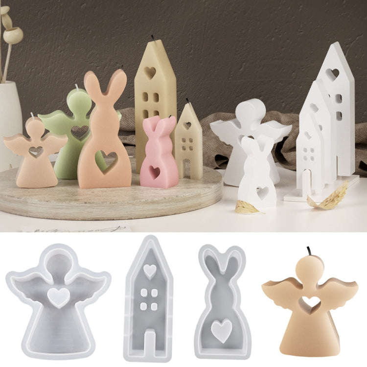 DIY Epoxy Easter Desktop Decoration Candle Silicone Mold, Spec: House 001
