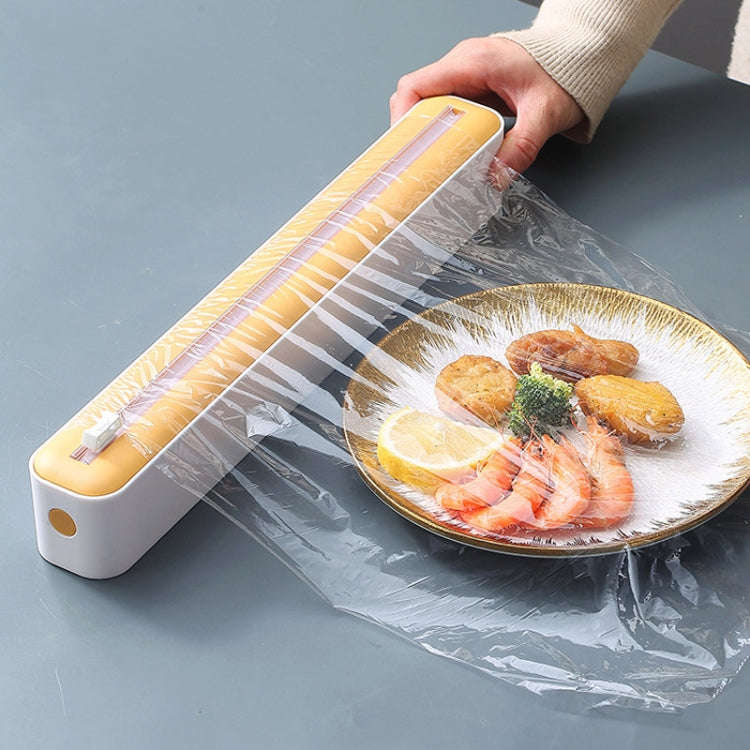 Cling Film Cutter Adjustable Storage Cutting Box, Color: Black White Magnetic Sticker