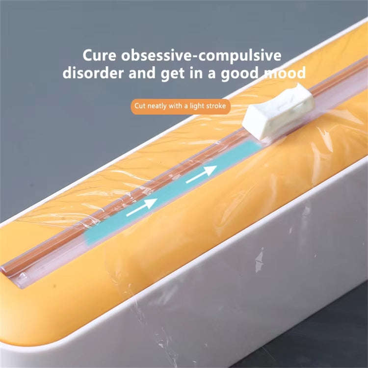 Cling Film Cutter Adjustable Storage Cutting Box, Color: Black White Magnetic Sticker