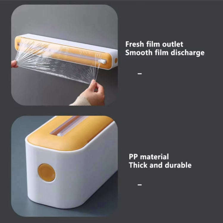 Cling Film Cutter Adjustable Storage Cutting Box, Color: Black White Magnetic Sticker