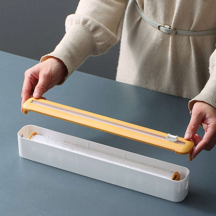 Cling Film Cutter Adjustable Storage Cutting Box, Color: Black White Magnetic Sticker