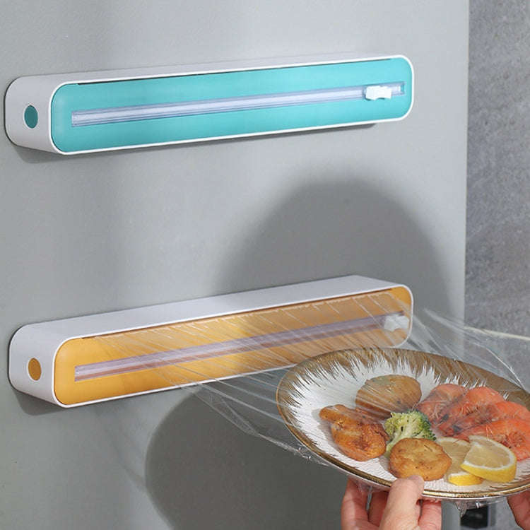 Cling Film Cutter Adjustable Storage Cutting Box, Color: Black White Magnetic Sticker