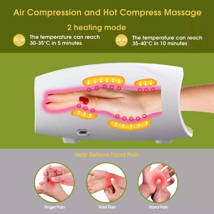 Electric Hand Massager with Heat, 3 Levels Intensity, Convex Point Massage(White)