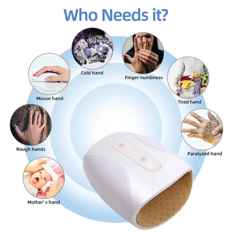 Electric Hand Massager with Heat, 3 Levels Intensity, Convex Point Massage(White)