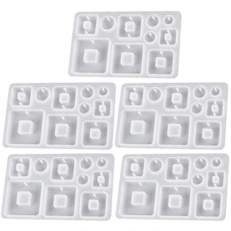 5pcs DIY Crystal Epoxy Earrings Silicone Mold Pendant Jewelry Mold, Spec: Square