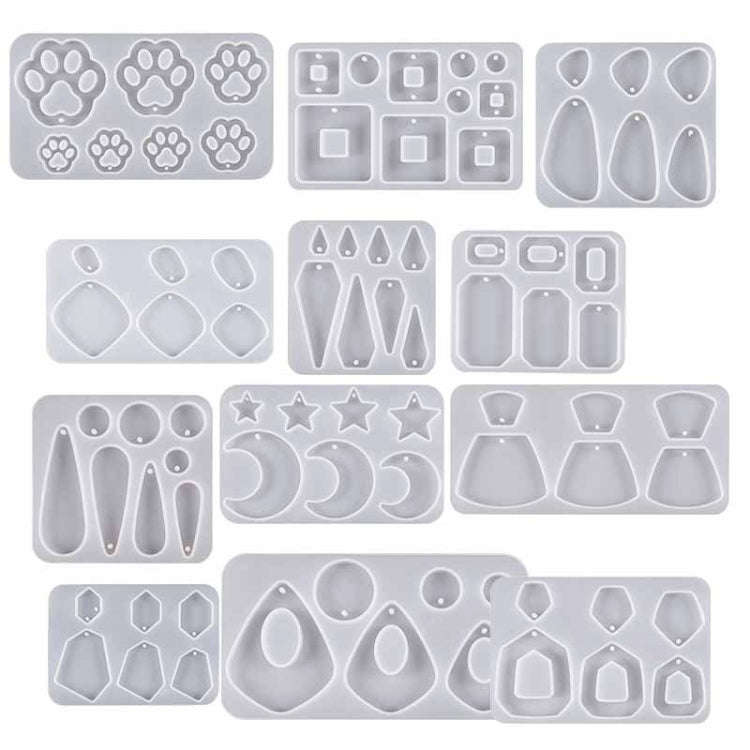 5pcs DIY Crystal Epoxy Earrings Silicone Mold Pendant Jewelry Mold, Spec: Alien
