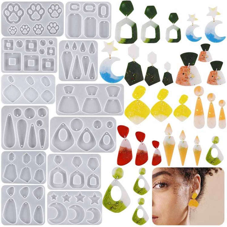 5pcs DIY Crystal Epoxy Earrings Silicone Mold Pendant Jewelry Mold, Spec: Alien