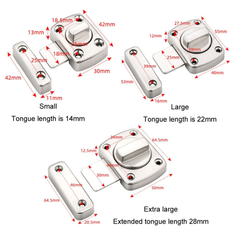 Stainless Steel Rotate Bolt Latch Anti-Theft Security Bathroom Door Lock Spring Latch, Specificat...