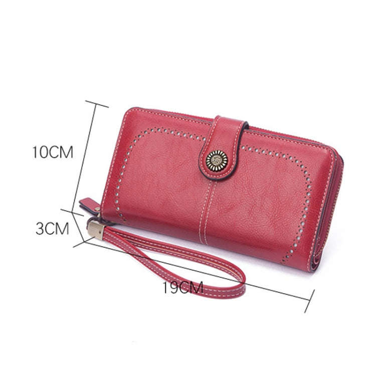 Women Zipper Long Money Clip Capacity Clutch Bag(Wine Red)