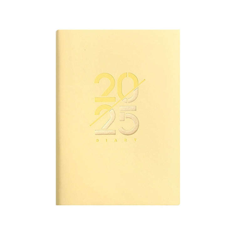 2025 Calendar A5 Planner Soft Leather Daily Planner Notebook, Color: Yellow English
