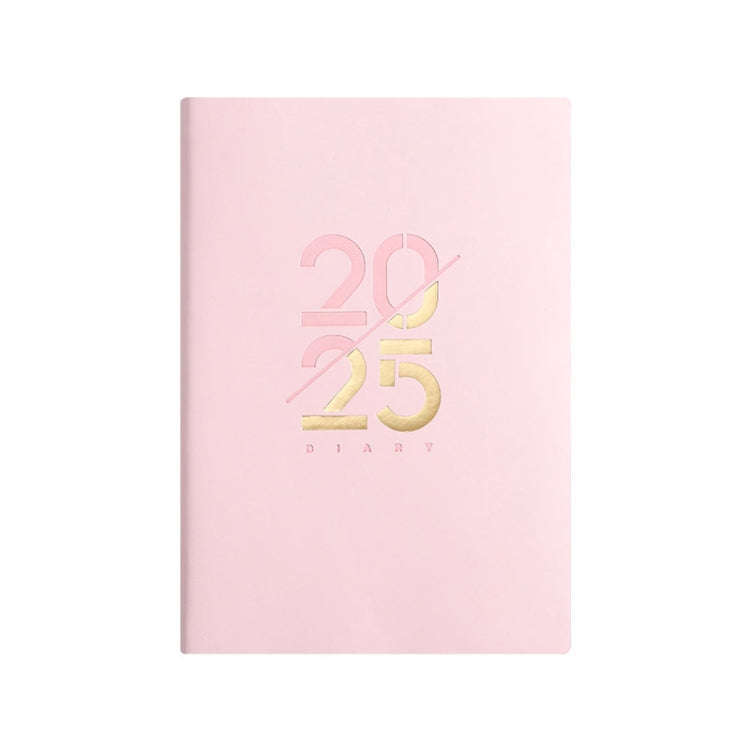 2025 Calendar A5 Planner Soft Leather Daily Planner Notebook, Color: Pink English