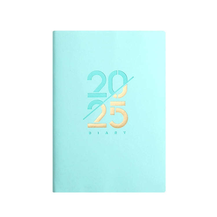 2025 Calendar A5 Planner Soft Leather Daily Planner Notebook, Color: Cyan English