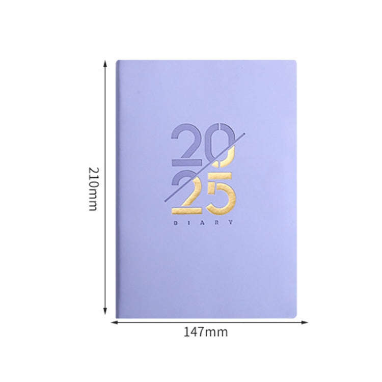 2025 Calendar A5 Planner Soft Leather Daily Planner Notebook, Color: Yellow English
