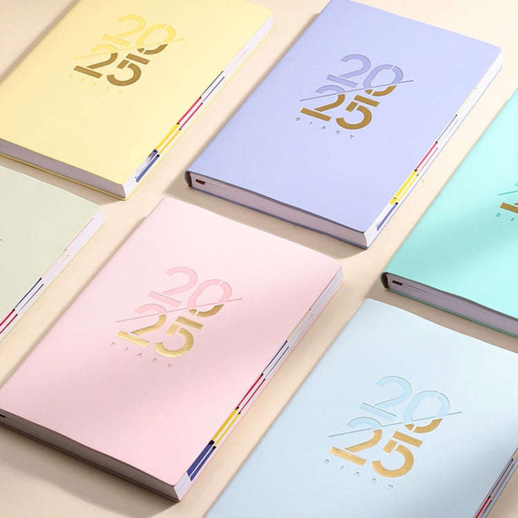 2025 Calendar A5 Planner Soft Leather Daily Planner Notebook, Color: Yellow English