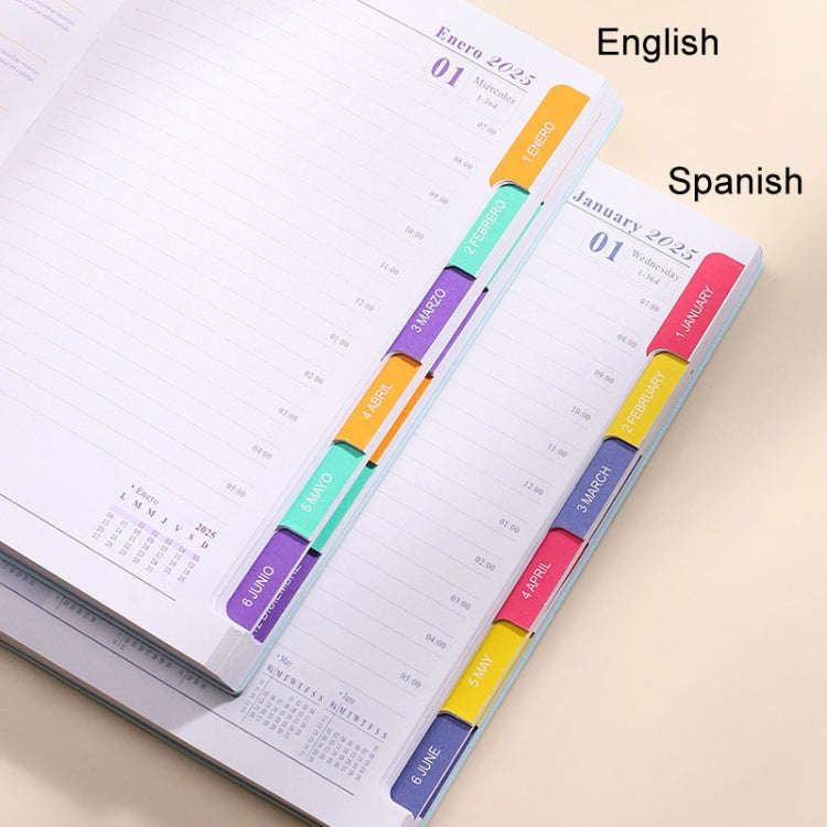 2025 Calendar A5 Planner Soft Leather Daily Planner Notebook, Color: Yellow English