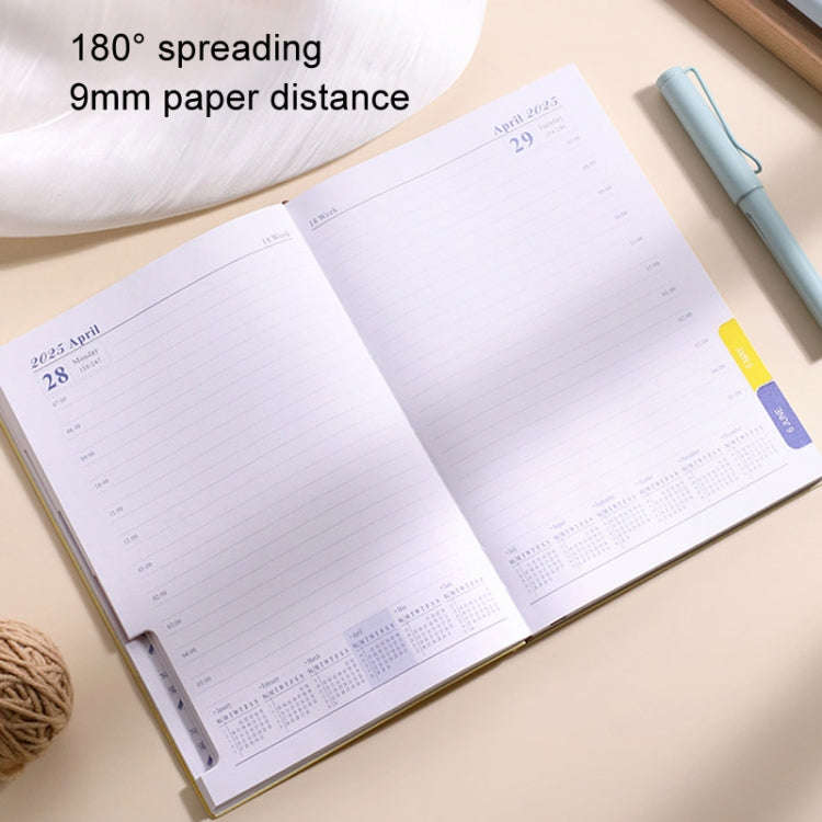 2025 Calendar A5 Planner Soft Leather Daily Planner Notebook, Color: Cyan English