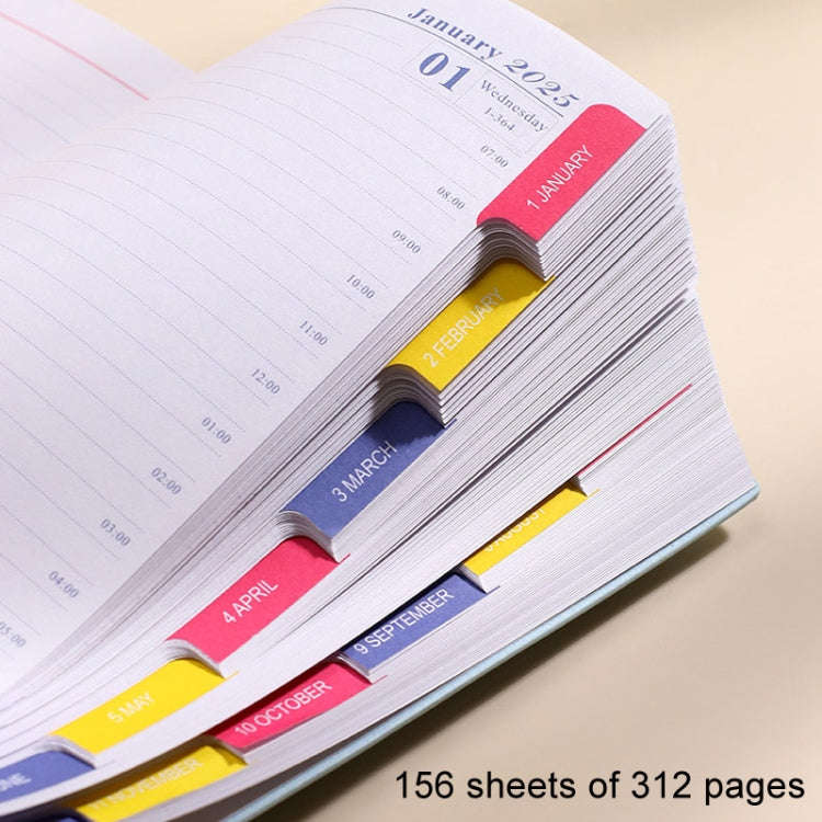 2025 Calendar A5 Planner Soft Leather Daily Planner Notebook, Color: Yellow English