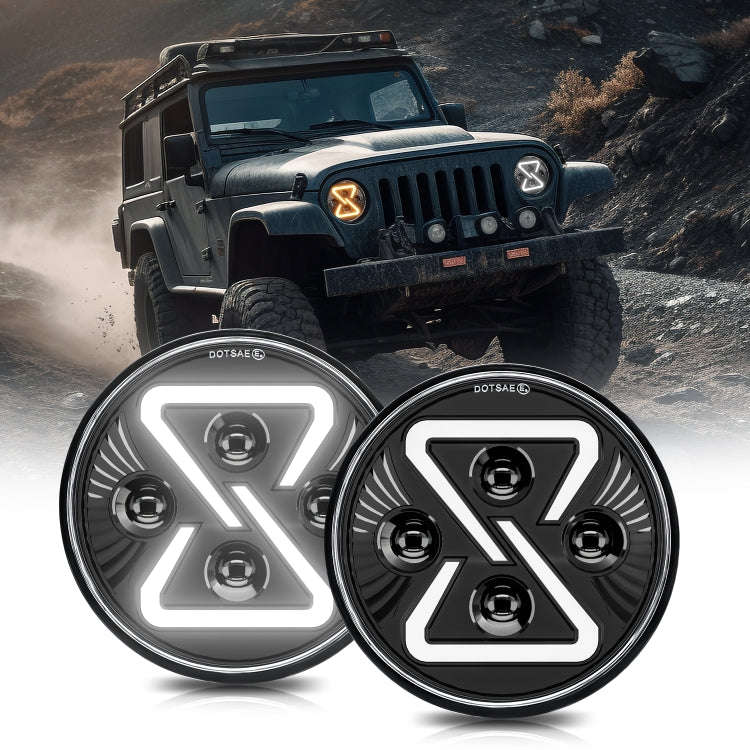 7 Inch 8-shaped Gradient Angel Eye Car Headlights For Wrangler(R15)