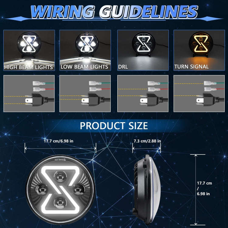 7 Inch 8-shaped Gradient Angel Eye Car Headlights For Wrangler(R15)