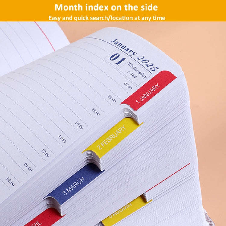 2025 A5 Planner Notebook with Calendar Leather English Schedule 312 Inner Pages  With Month Index...