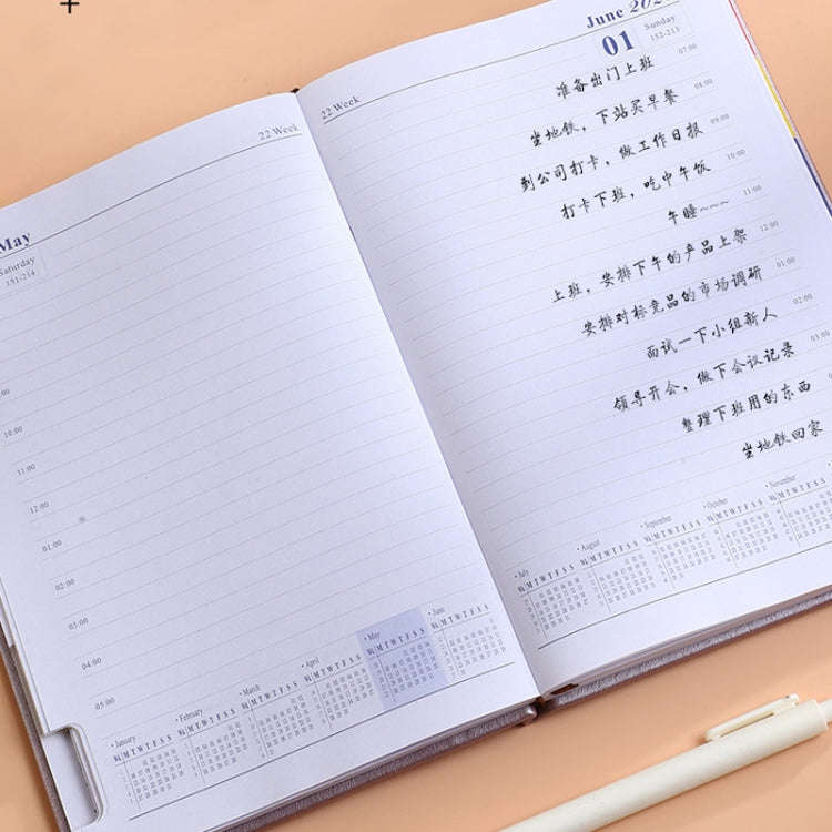 2025 A5 Planner Notebook with Calendar Leather English Schedule 312 Inner Pages  With Month Index...