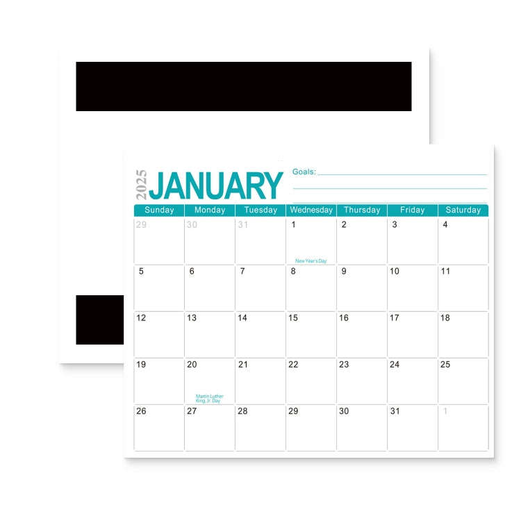 English 18-Month Calendar English Magnetic Refrigerator Magnet, Year: Blue 2025.1-2026.6
