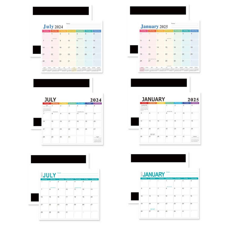 English 18-Month Calendar English Magnetic Refrigerator Magnet, Year: Blue 2025.1-2026.6