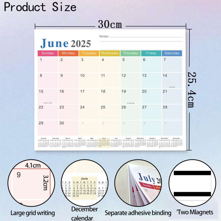 English 18-Month Calendar English Magnetic Refrigerator Magnet, Year: Blue 2024.7-2025.12